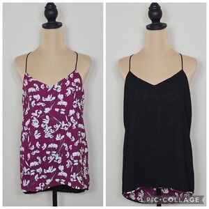 EXPRESS Barcelona Reversible Cami Floral Wine White Black Spaghetti Strap Size M